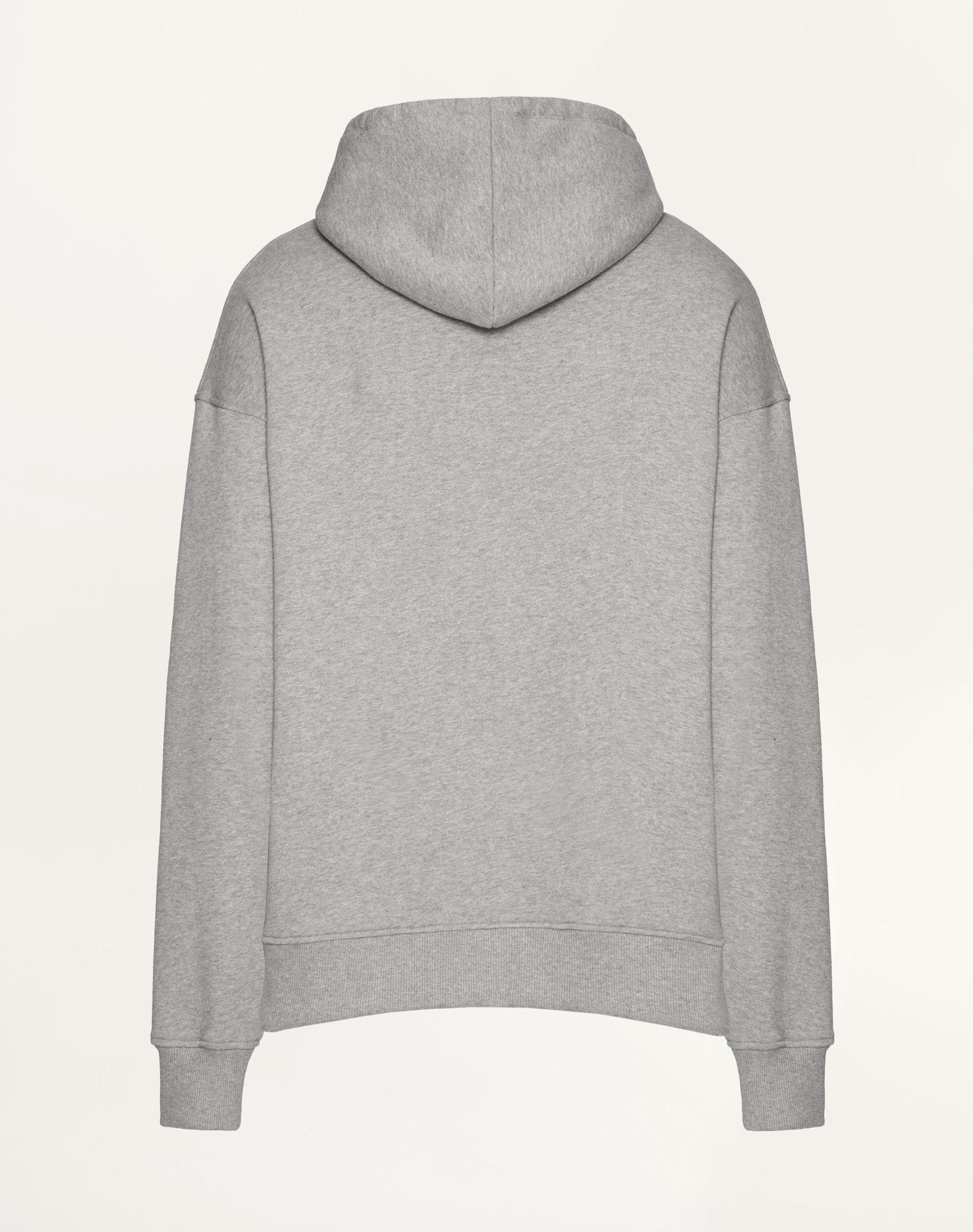 Cotton Hooded Sweatshirt With Metallic V Detail Product Image