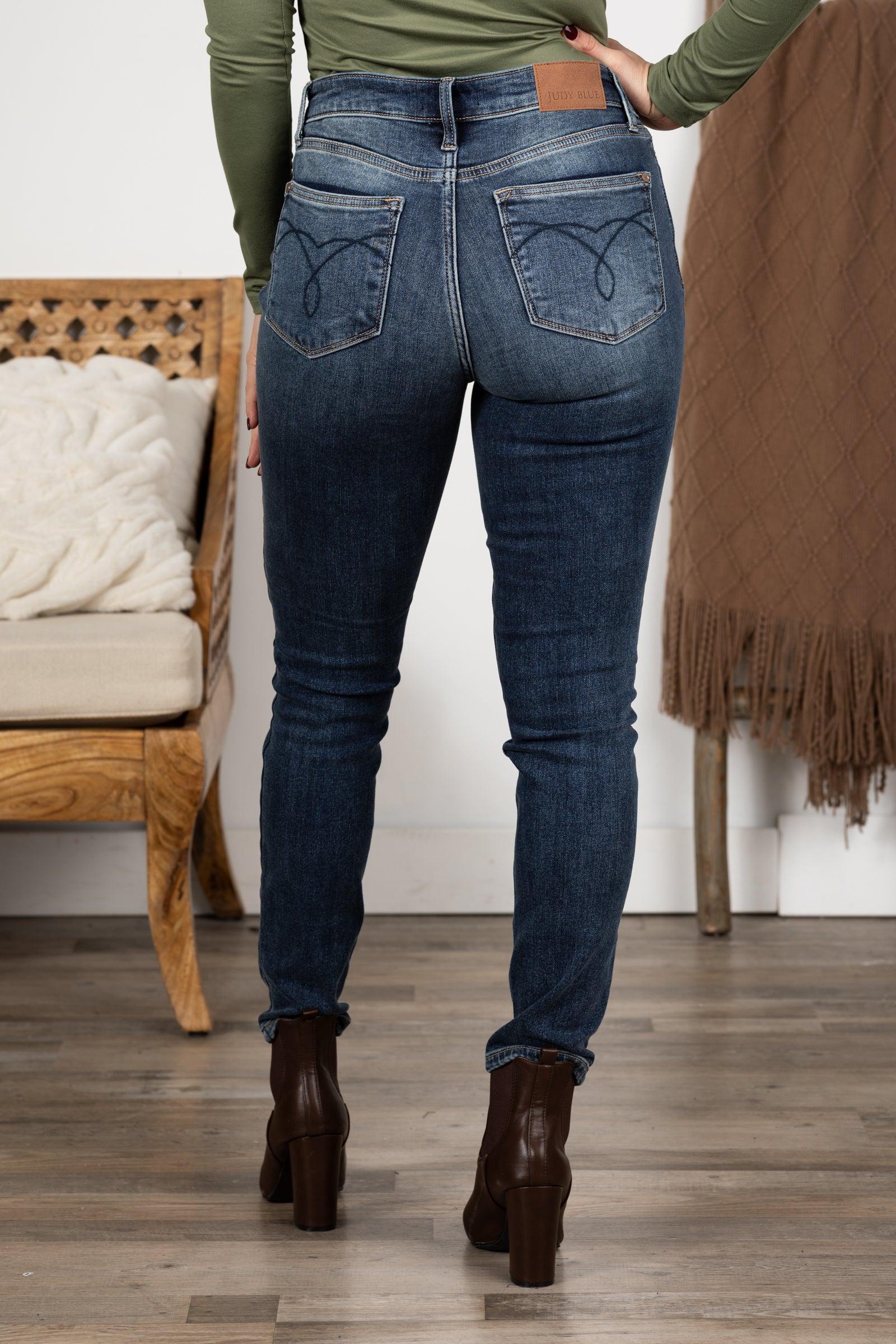 Judy Blue Thermal Dark Wash Skinny Jeans Product Image