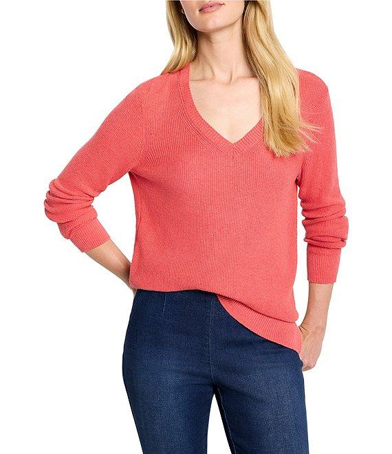 NIC + ZOE Waffle Stitch V-Neck Long Sleeve Sweater Product Image