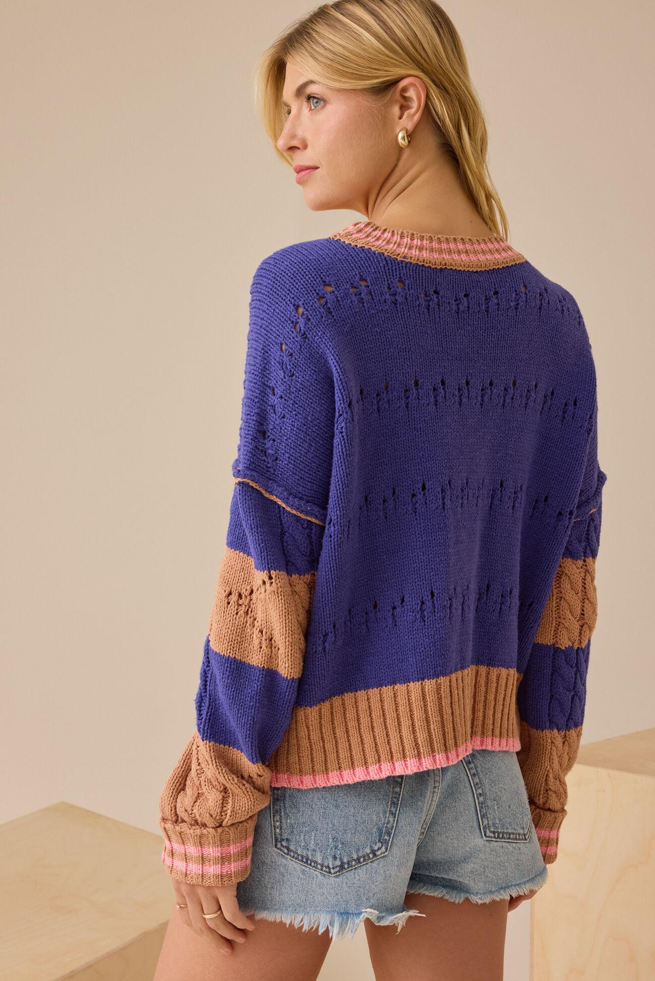 Cece Varsity Stripe Sweater Product Image