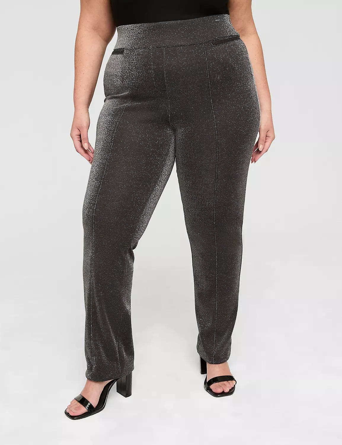 Pull-On Sparkle Ponte Straight Leg Pant Product Image