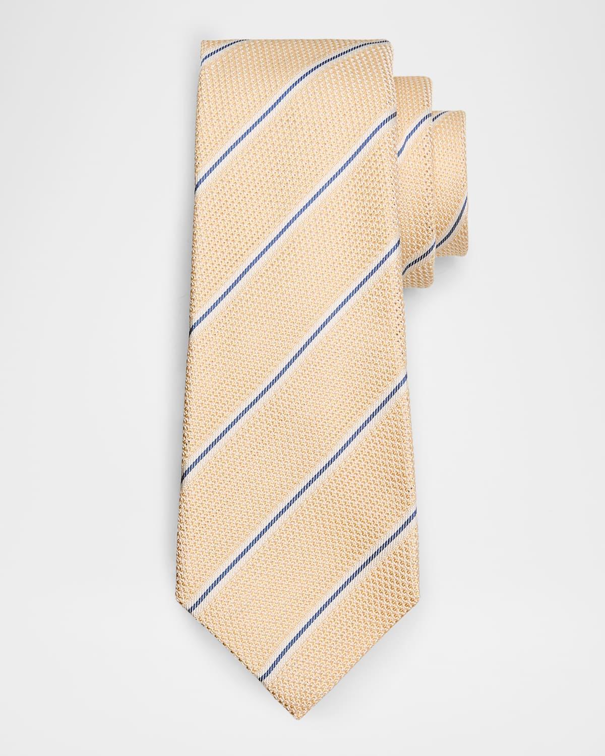 Mens Textured Stripe Silk Tie Product Image