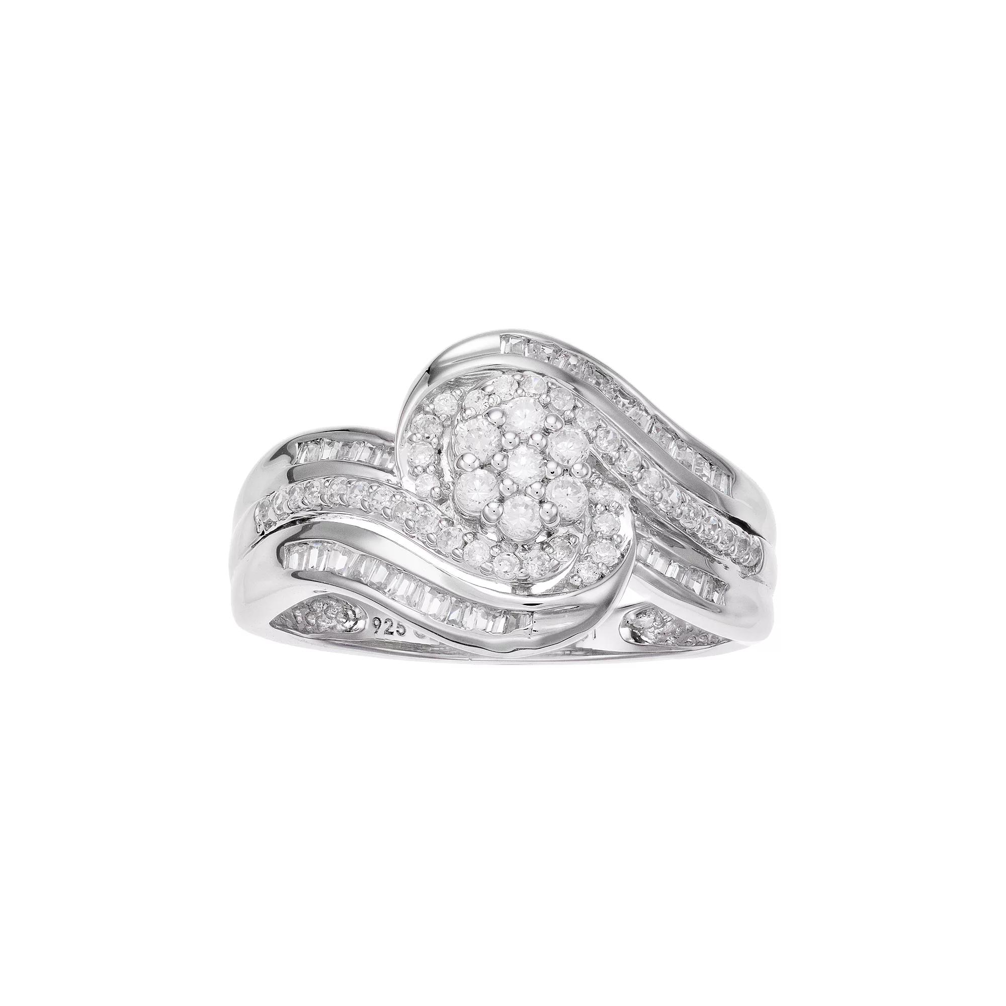 10k White Gold 1/2 Carat T.W. Cluster Diamond Ring, Women's, Size: 6, 10k Whgold Product Image