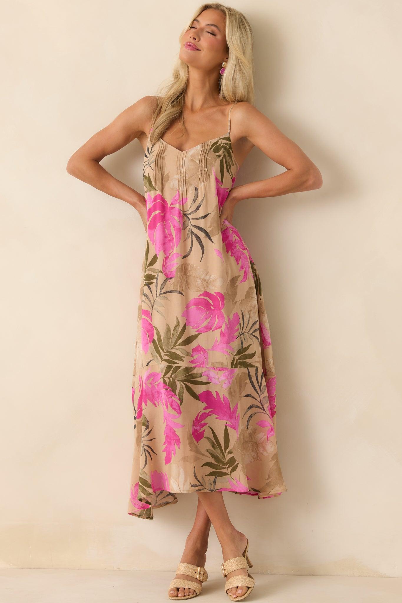 Z Supply Tan Multi Print Benson Tropical Maxi Dress Product Image