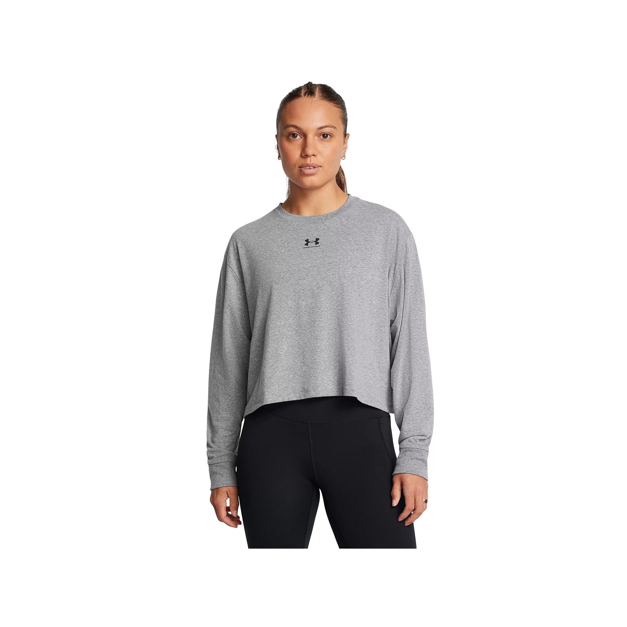 Plus Size Under Armour Rival Boxy Long Sleeve Tee, Women's, Size: 3XL, Castlerock Product Image
