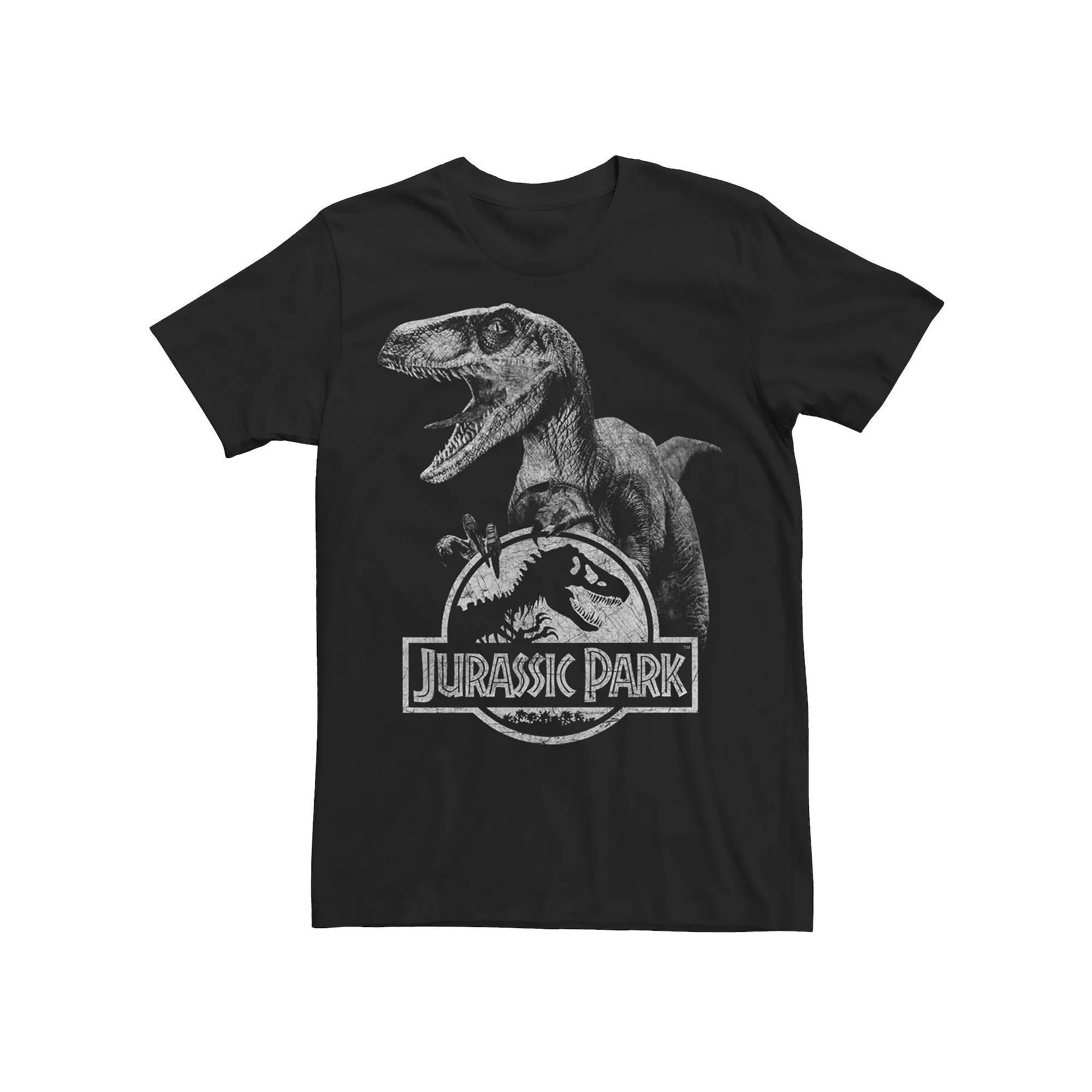 Men's Jurassic Park Velociraptor Holding Logo Tee, Size: 3XL, Black Product Image