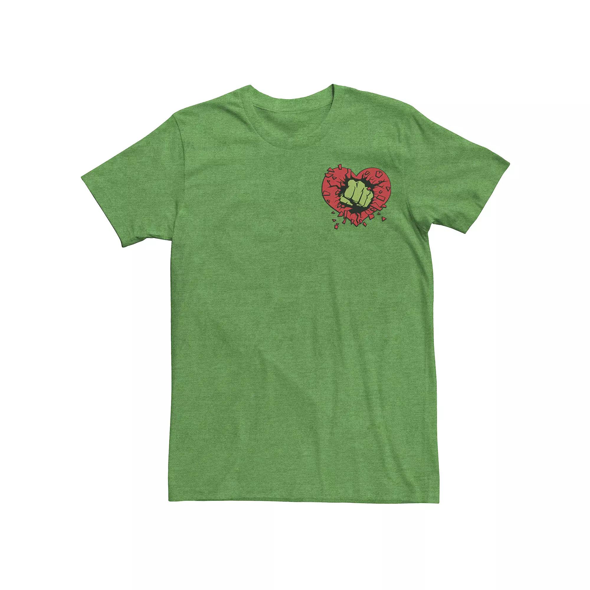 Men's Marvel Hulk Heart Smash Left Chest Valentine Tee,  Product Image