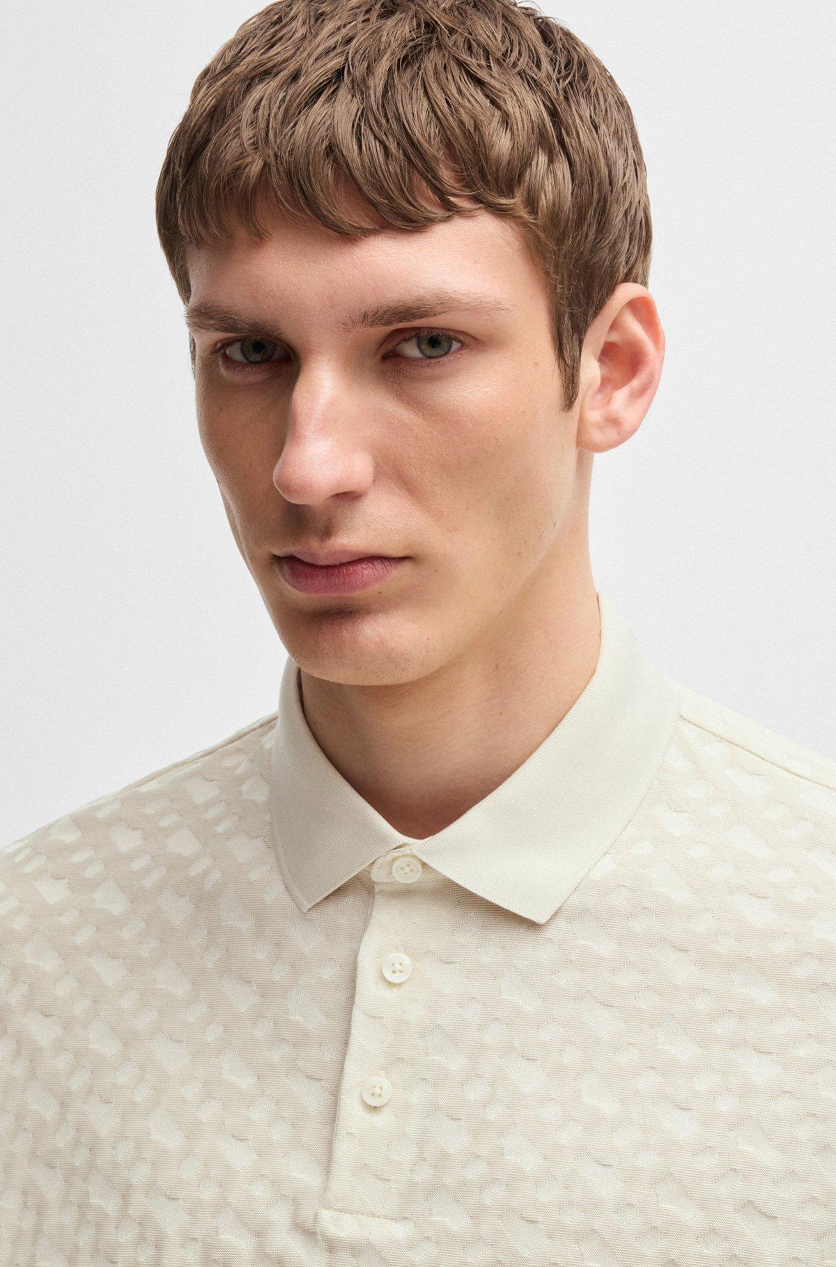 Cotton polo shirt with tonal monogram jacquard Product Image