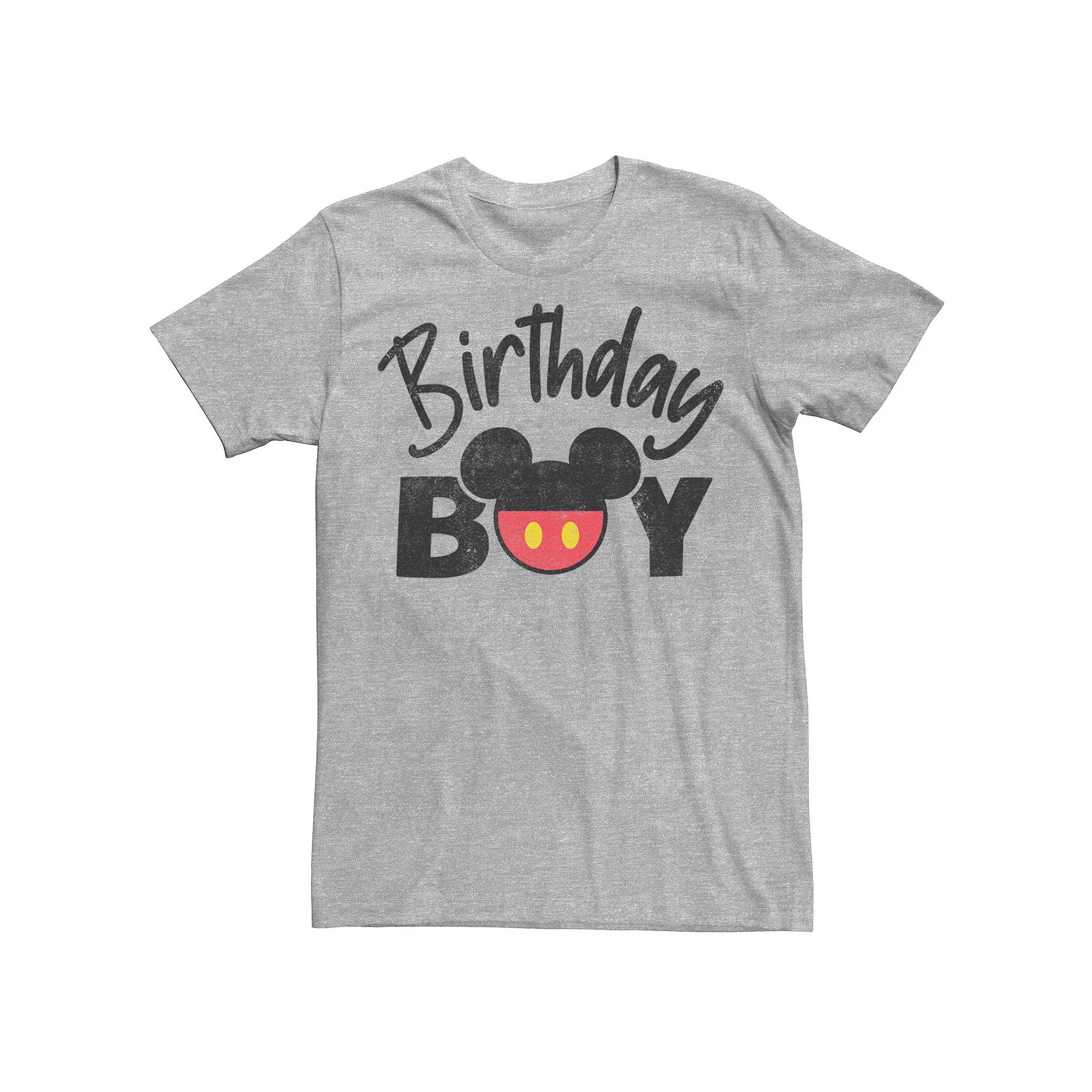 Disney's Mickey & Friends Birthday Boy Mickey Men's Tee, Size: XS, Athletic Grey Product Image