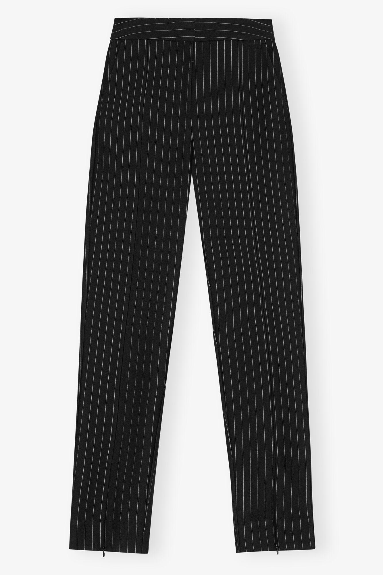 Black Stripe Mid Waist Pants Product Image