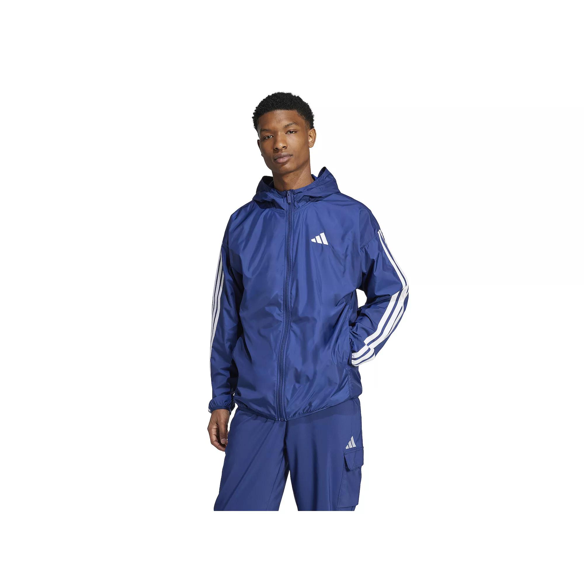 Men's adidas Essentials 3-Stripes Sportswear Windbreaker, Size: Small, Dark Blue Product Image