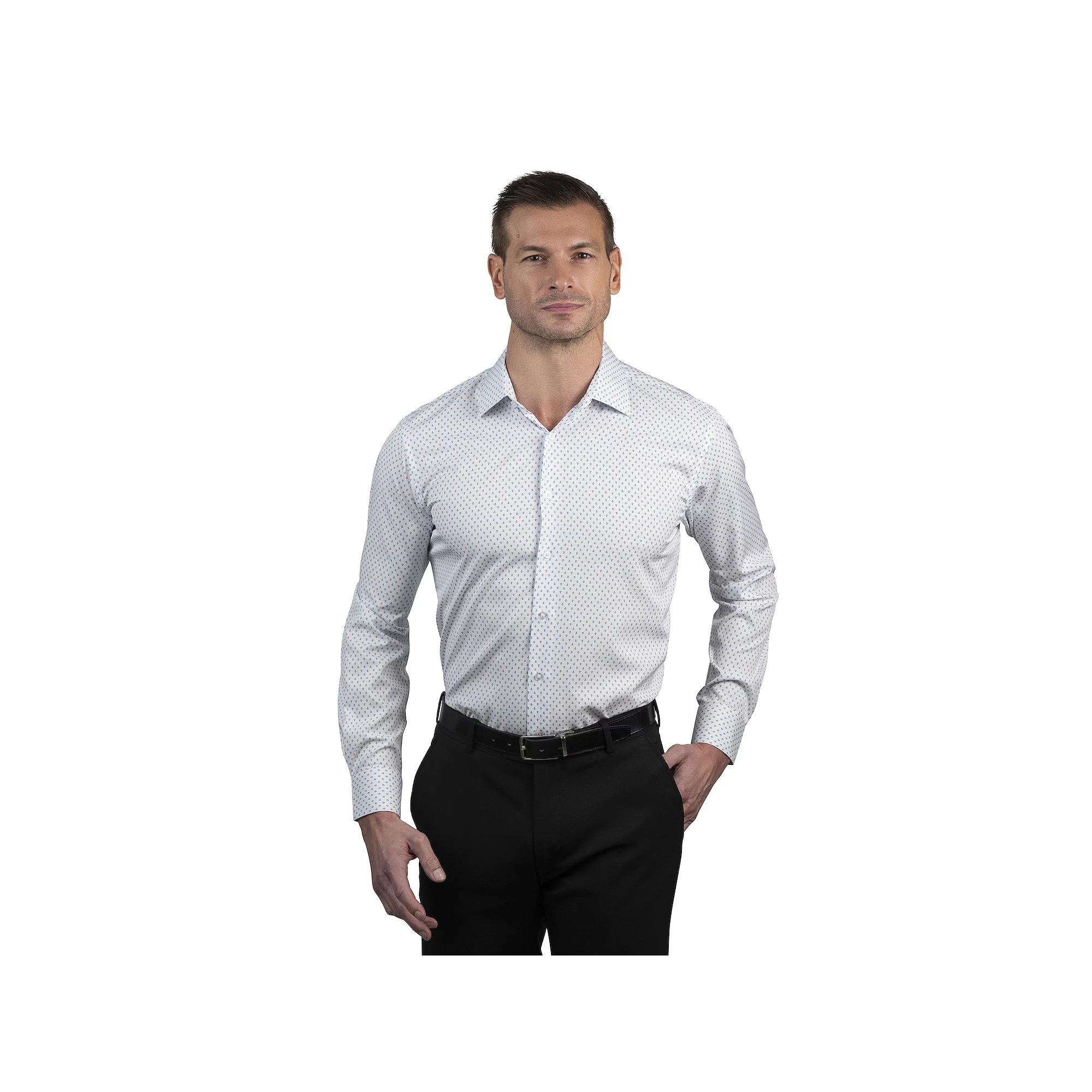 Men's Nautica Wrinkle Free Performance Slim-Fit Dress Shirt, Size: Medium-32/33, Blue Anchors Product Image