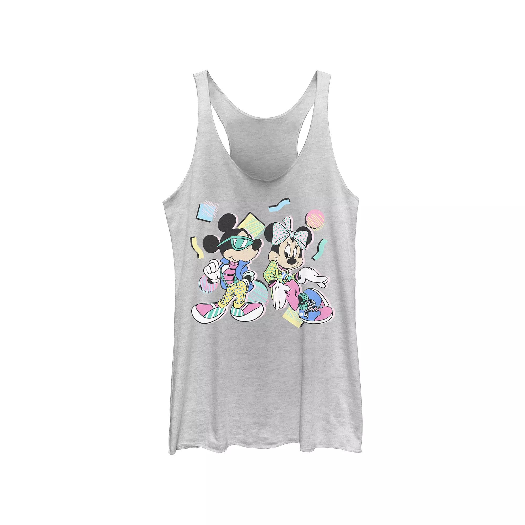 Disney's Mickey Mouse And Minnie Mouse 80's Style Juniors' Tri-Blend Racerback Tank Top, Girl's,  Product Image