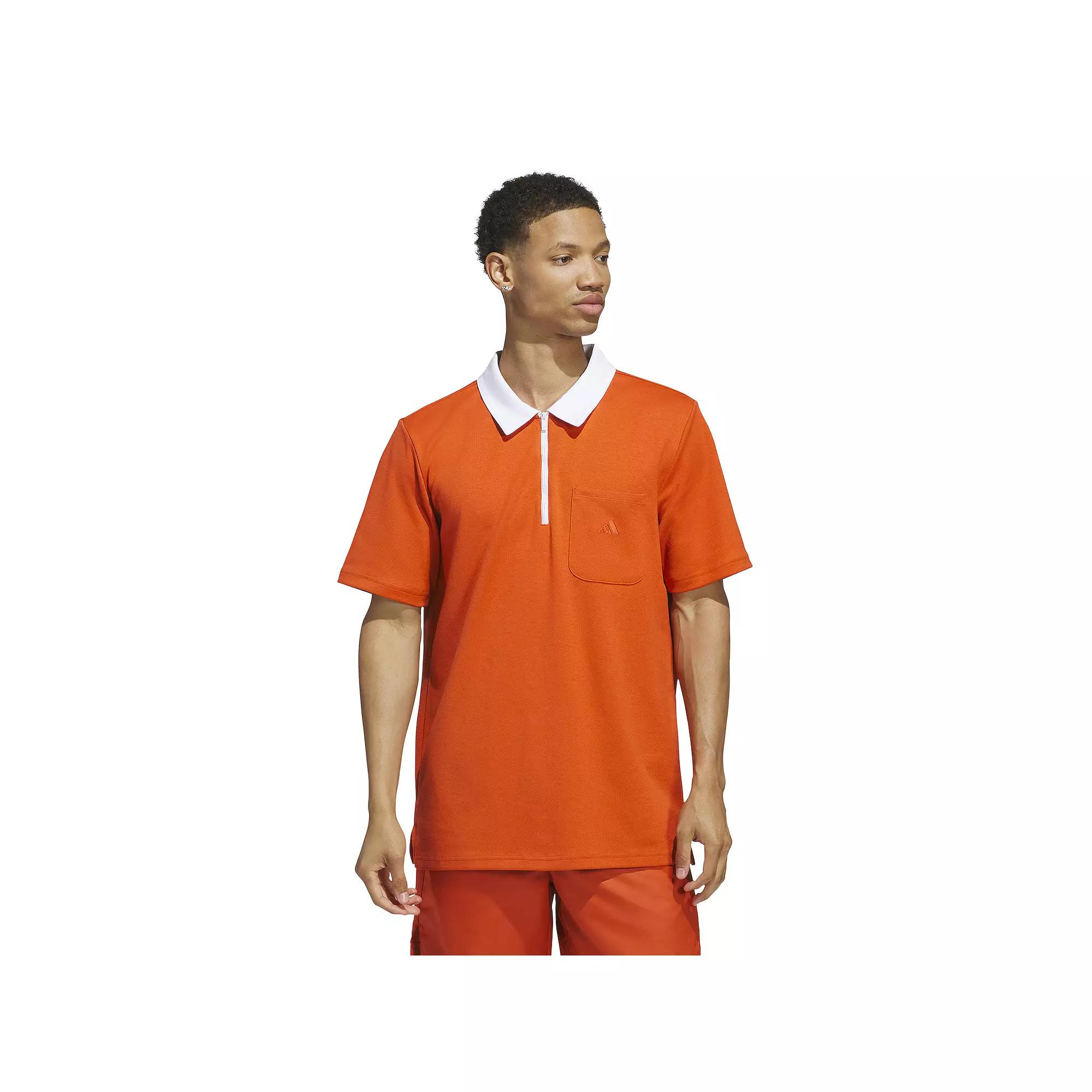 Men's adidas Essentials Quarter Zip Sportswear Polo Shirt, Size: Small, Preloved Red Product Image