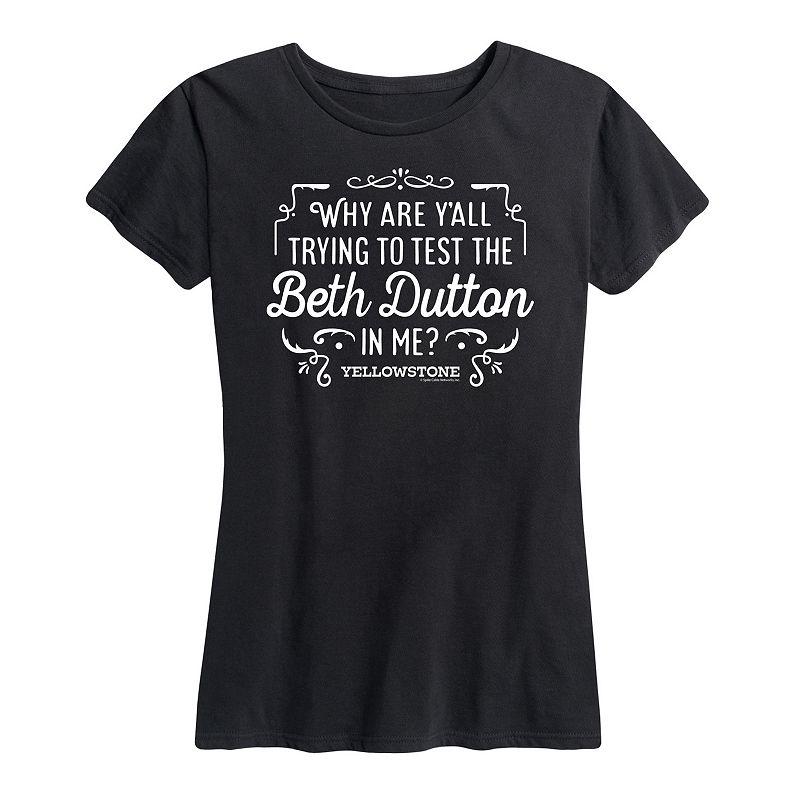 Womens Yellowstone Trying To Test Graphic Tee, Girls Grey Blue Product Image