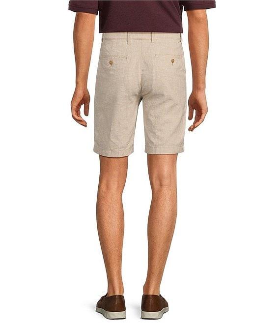 Roundtree & Yorke Luxury Linen 9#double; Flat Front Glen Plaid Shorts Product Image