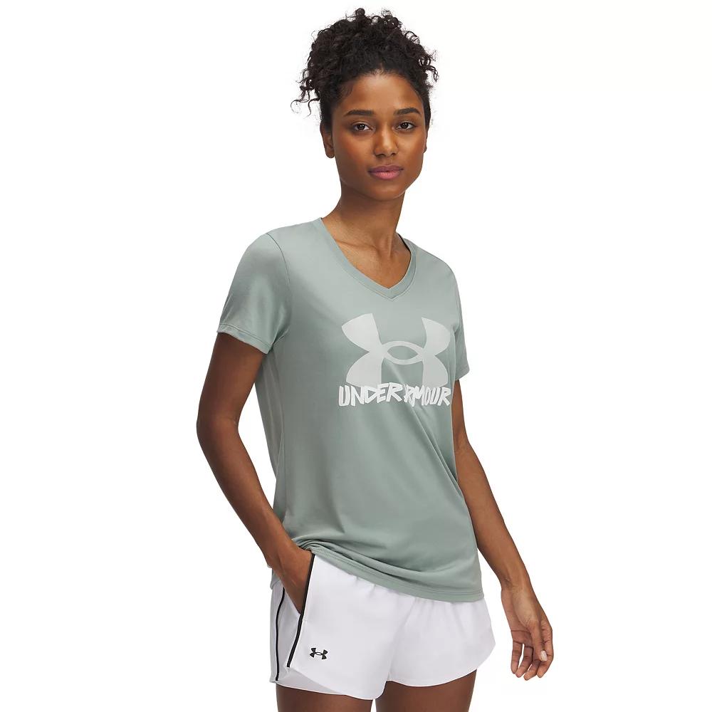 Women's Under Armour Tech™ Marker Short Sleeve Graphic Tee, Size: XXL, Silica Green Product Image