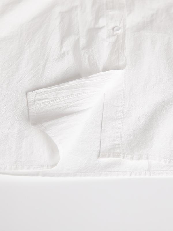 Loose Short Sleeves Solid Color Split-Joint Peter Pan Collar Blouses&Shirts Tops Product Image