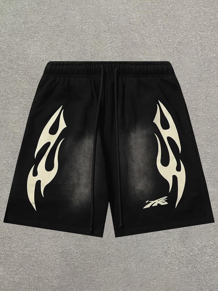 Sopula Vintage Print Graphic Cotton Drawstring Shorts Product Image