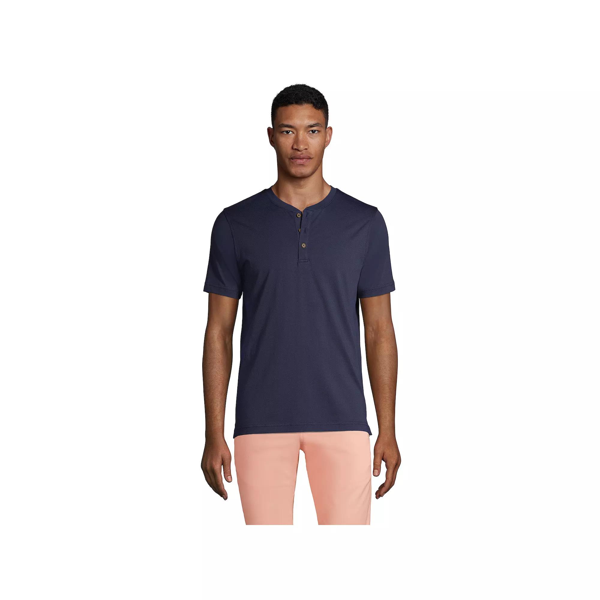 Men's Lands' End Short Sleeve Supima Jersey Henley Top,  Product Image