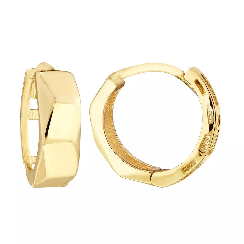 10k Gold 9 mm Freeform Round Hoop Earrings, Women's Product Image