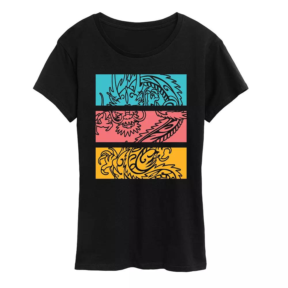 Women's Colorblock Dragon Graphic Tee,  Product Image