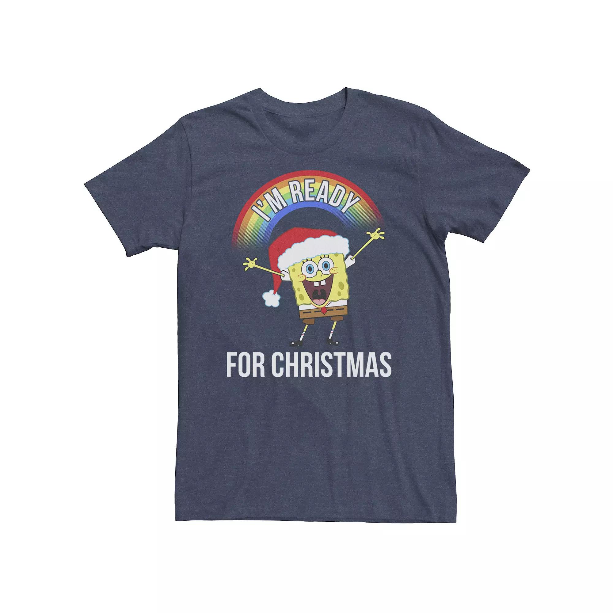 Big & Tall Nickelodeon SpongeBob SquarePants "I'm Ready For Christmas" Rainbow Tee, Boy's,  Product Image