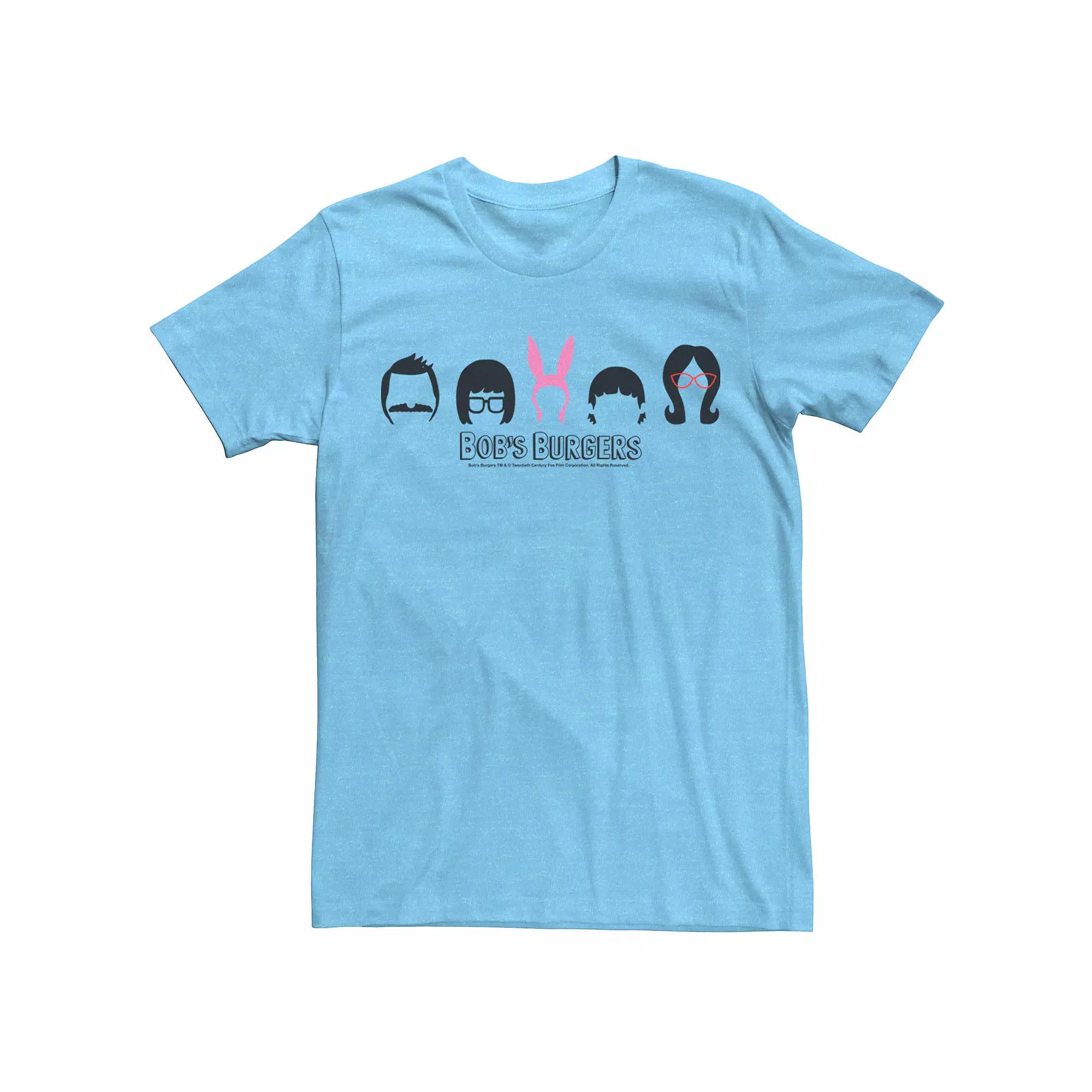 Men's Bob's Burgers Hair Silhouettes Line Up Tee, Size: XXL, Light Blue Grey Product Image
