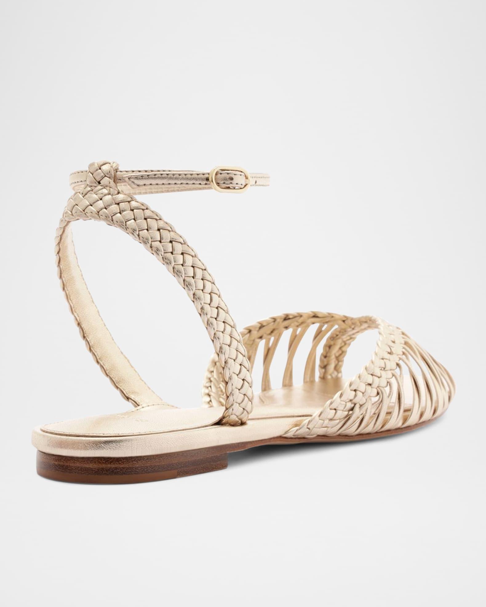Agatha Braided Metallic Leather Flat Sandals Product Image