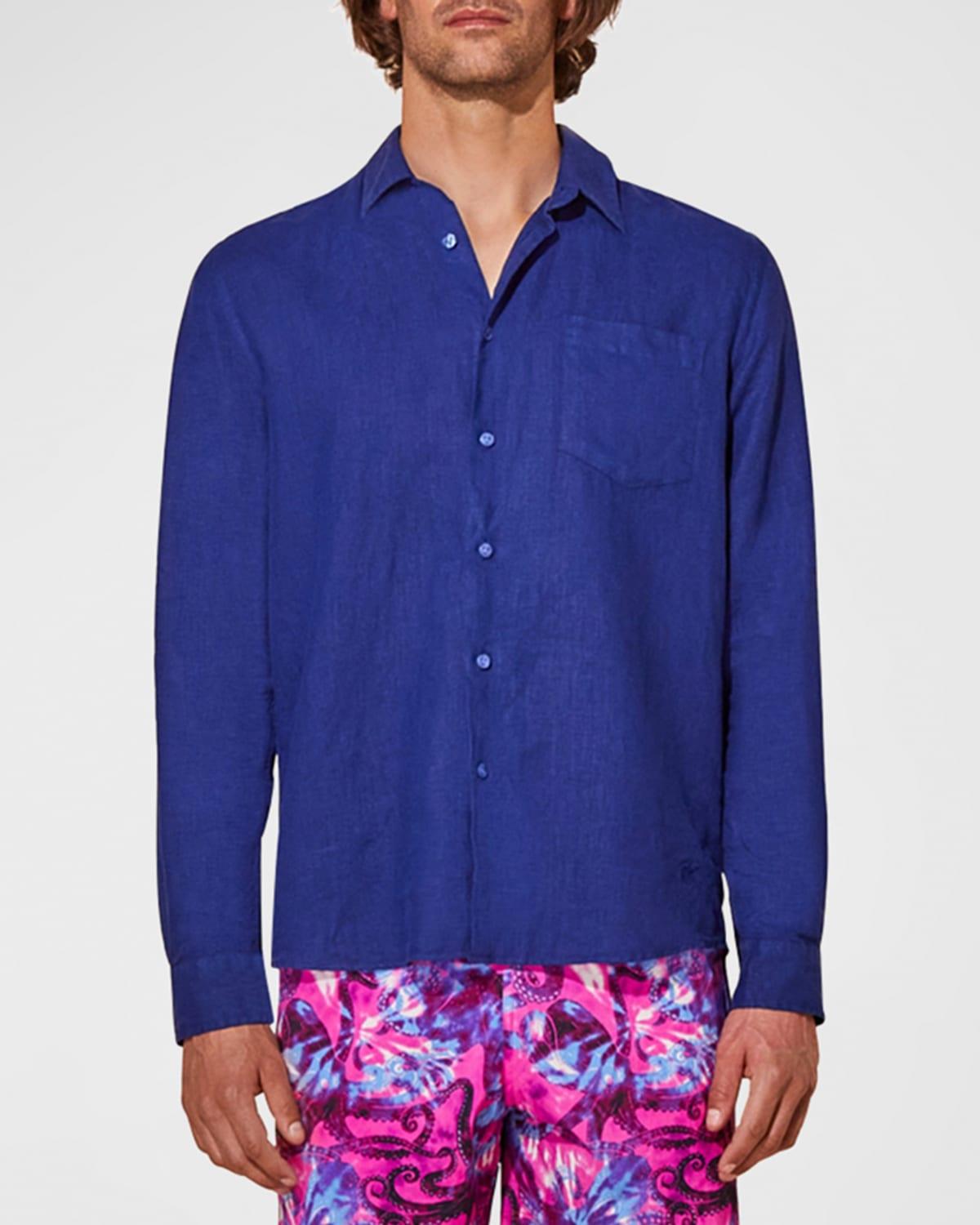Mens Caroubis Linen Button-Front Shirt Product Image