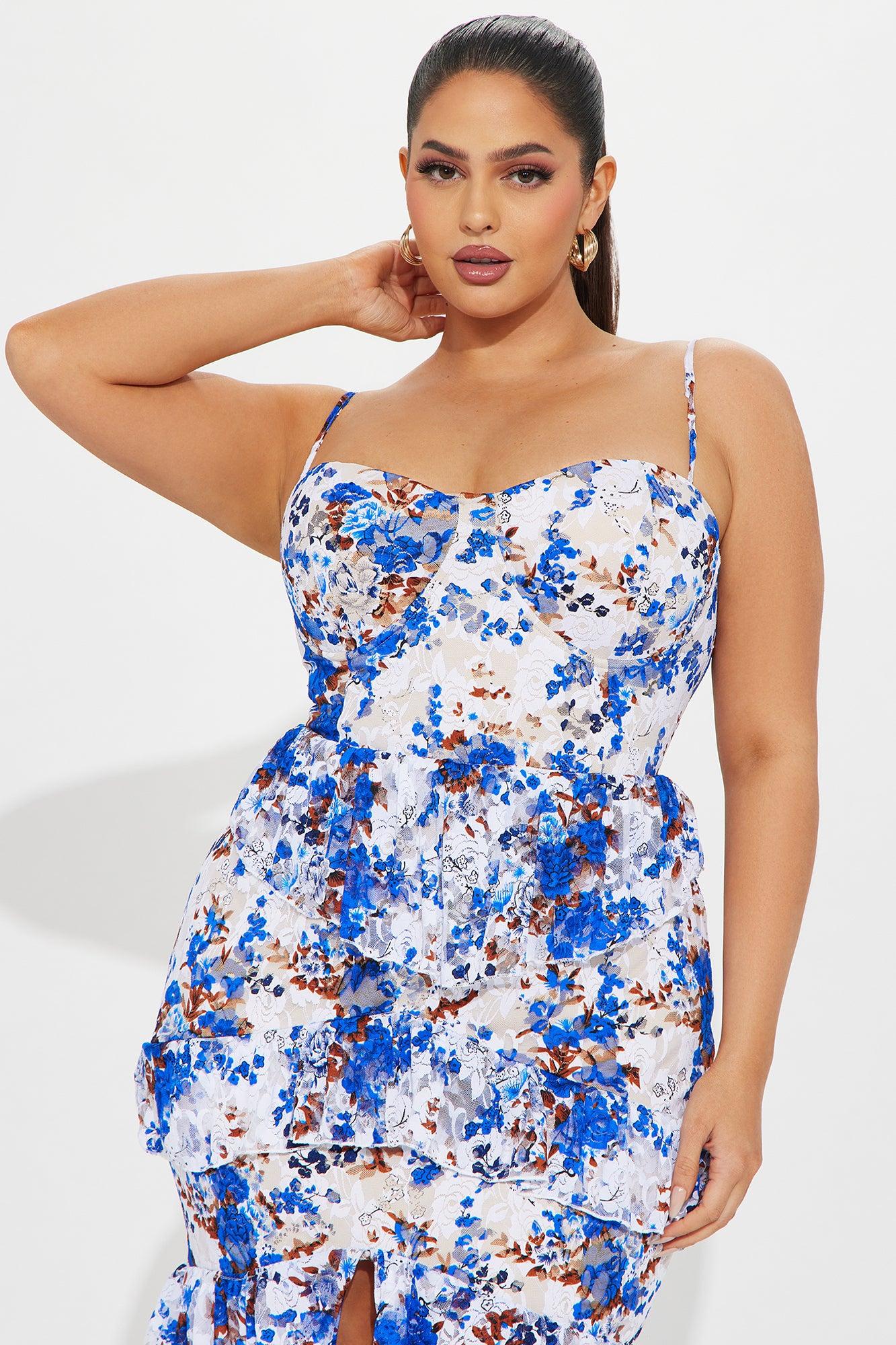 Grace Lace Maxi Dress - Blue/combo Product Image