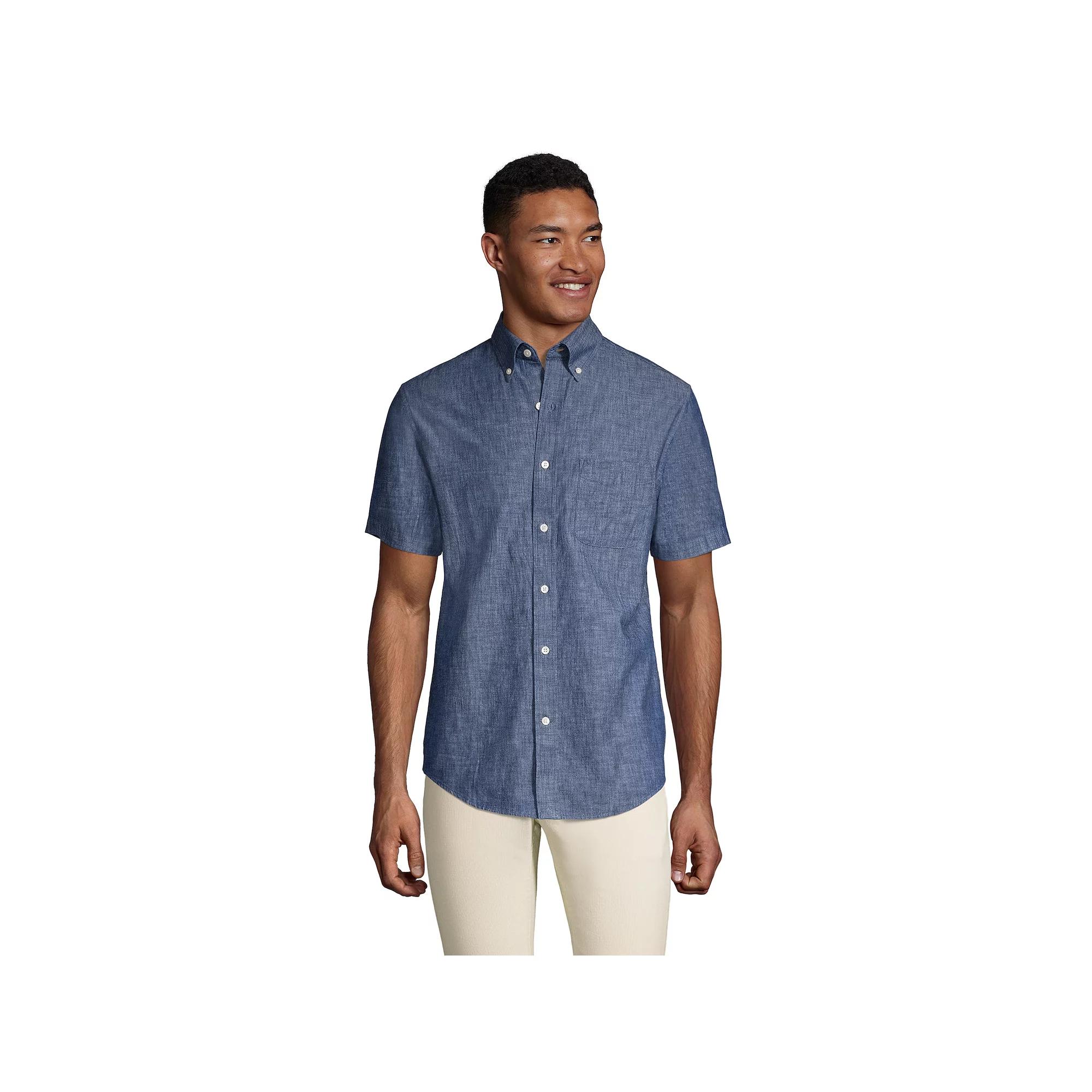 Men's Lands' End Traditional-Fit Chambray Button-Down Shirt,  Product Image