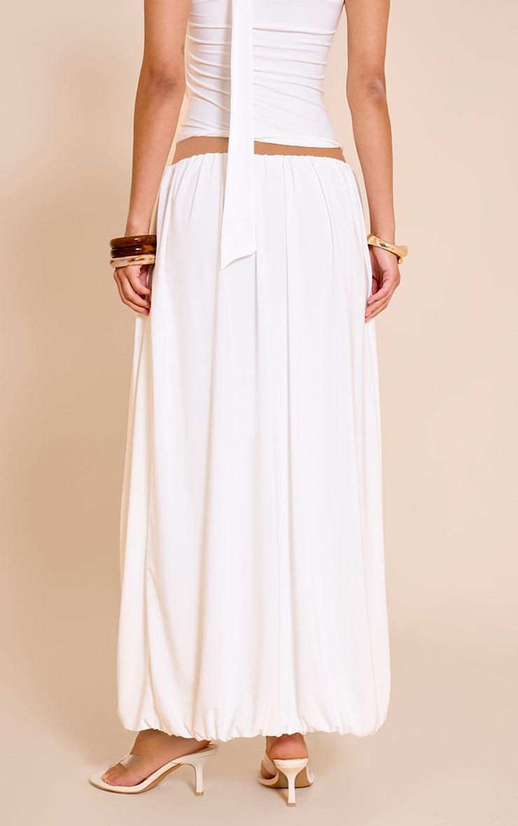 Cream Double Slinky Bubble Hem Midaxi Skirt Product Image