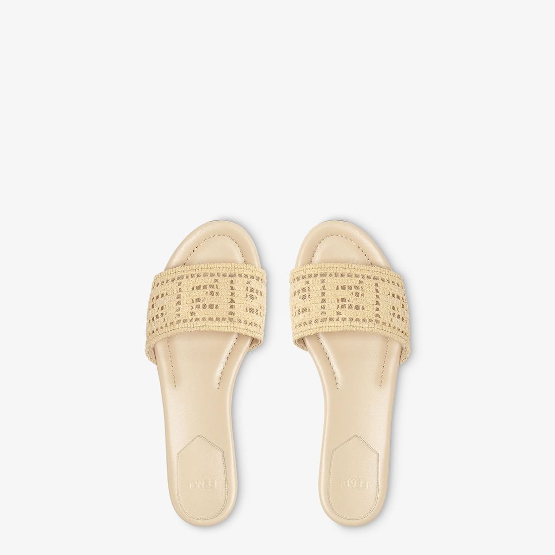 Fendi SunshineMesh slides with raffia FF embroidery Product Image