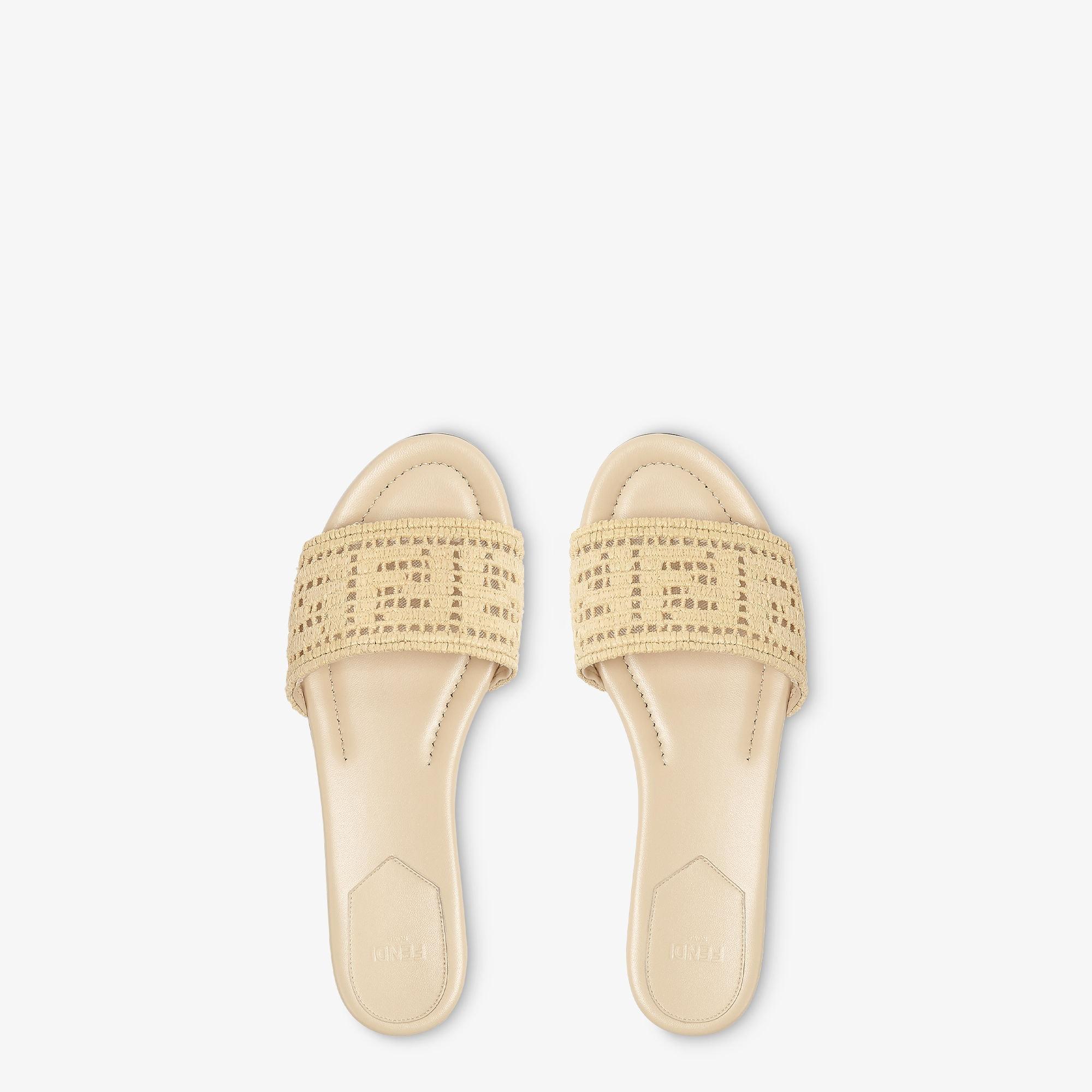 Fendi SunshineMesh slides with raffia FF embroidery Product Image