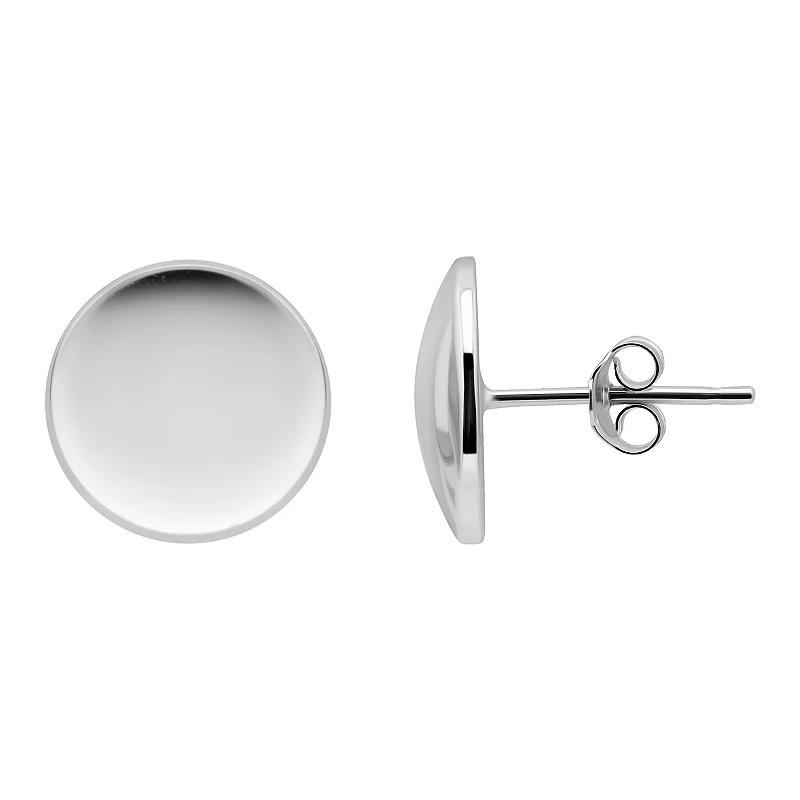 Aleure Precioso Round High Polished Dome Post Earrings, Women's, Sterling Product Image