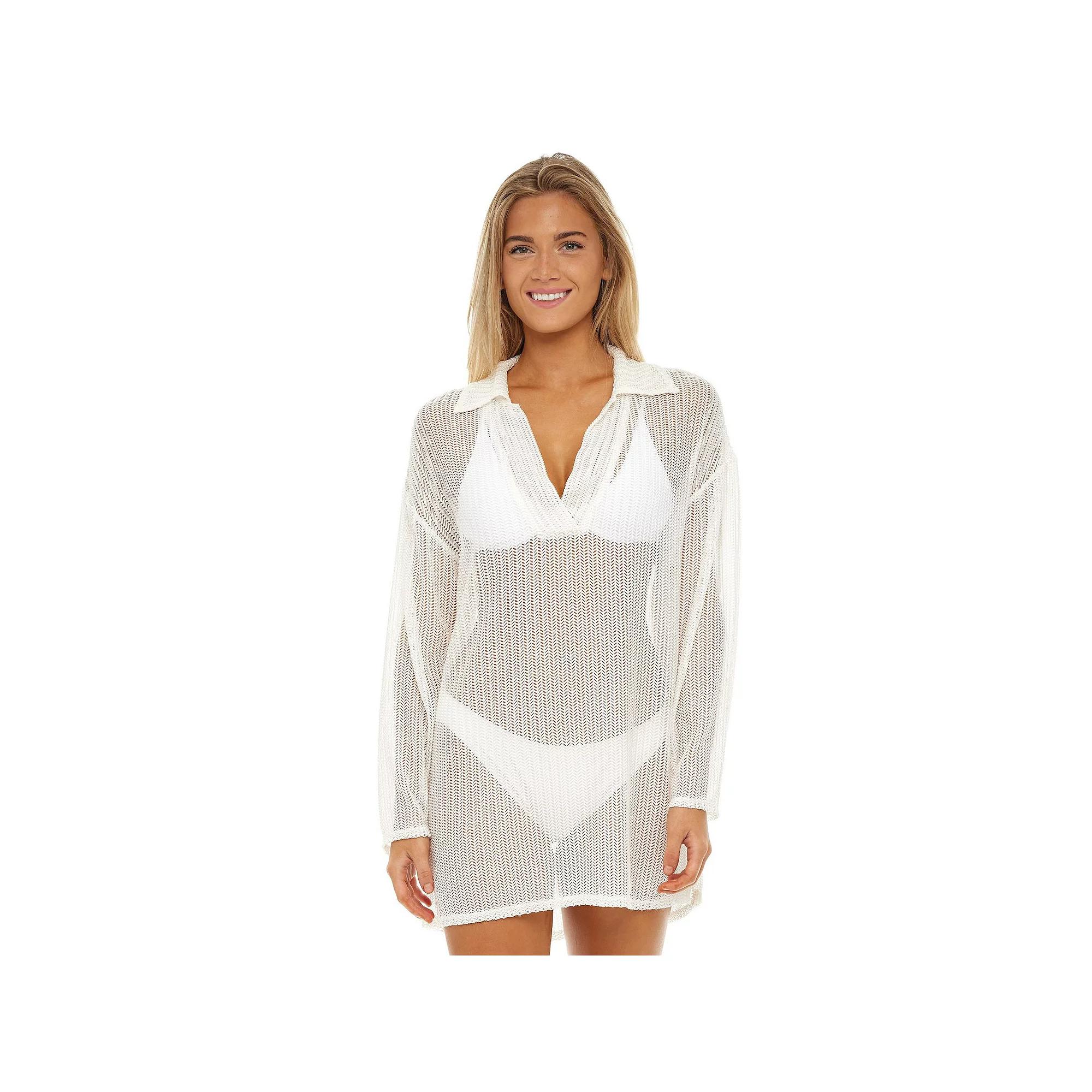 Women's Jordan Taylor Polo Collar Swim Cover-Up Tunic,  Product Image