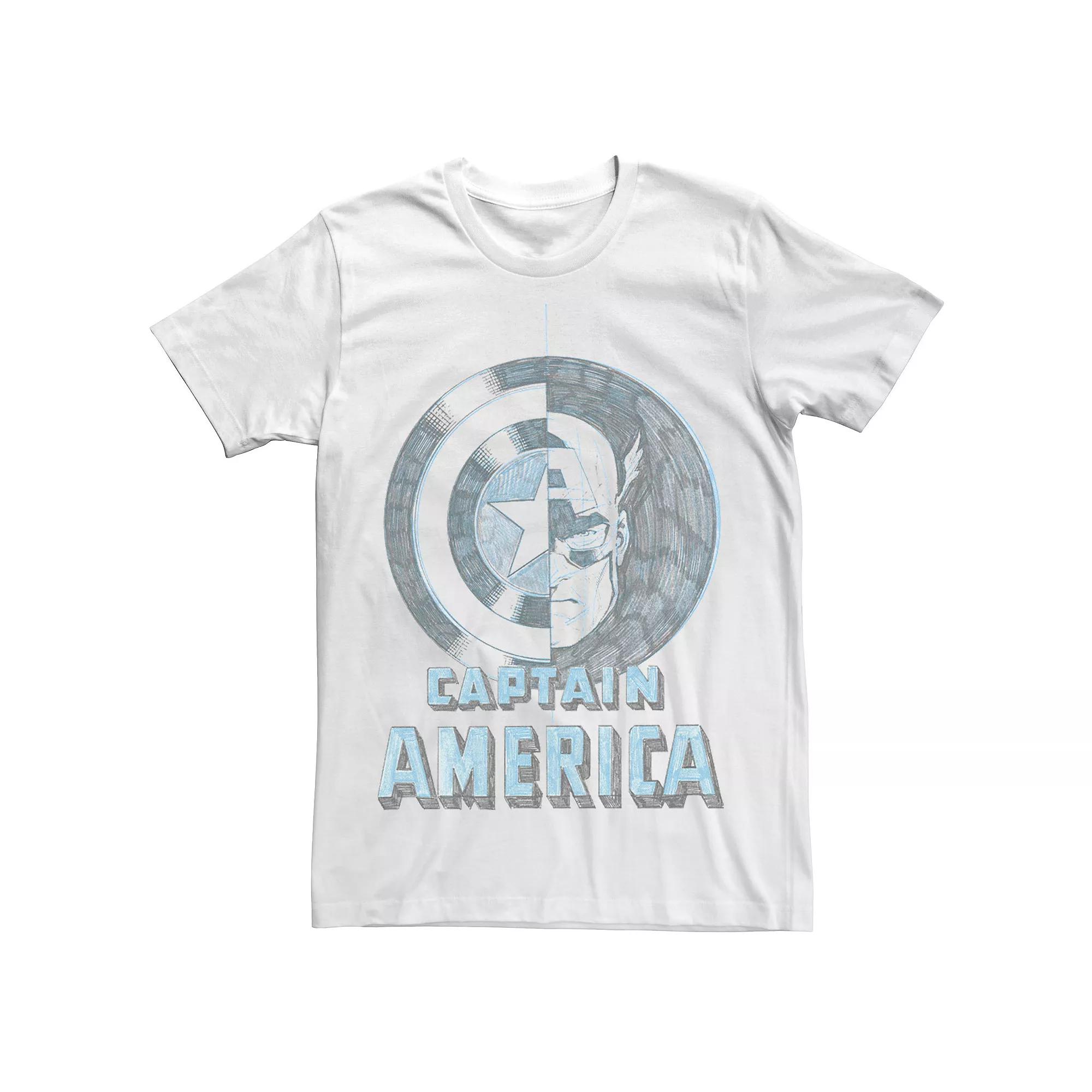 Men's Marvel Captain America Half Face And Shield Portrait Tee,  Product Image