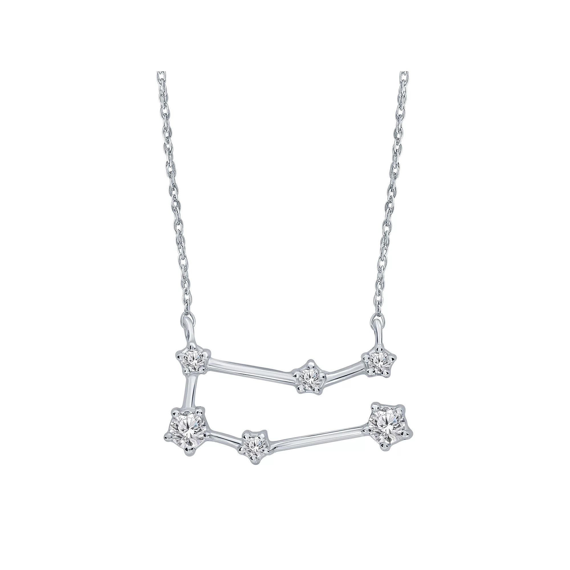 Sterling Silver 1/5 Carat T.W. Diamond Constellation Necklace, Women's, Size: 18", Scorpio Product Image