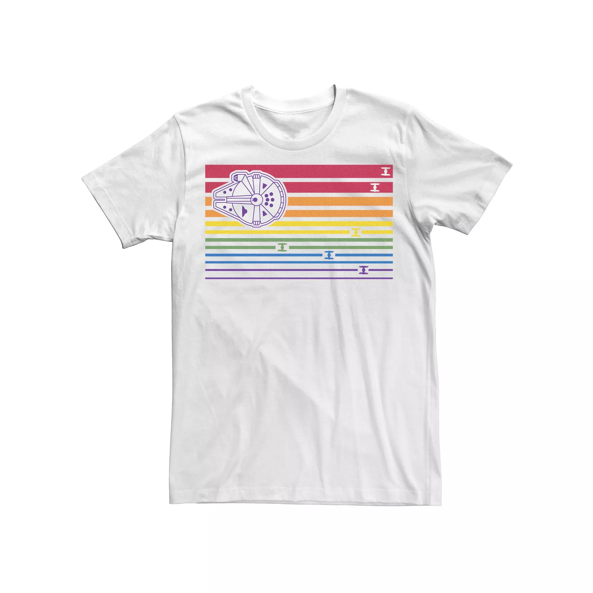 Men's Star Wars Ship Stripes Rainbow Tee, Size: XS, White Product Image