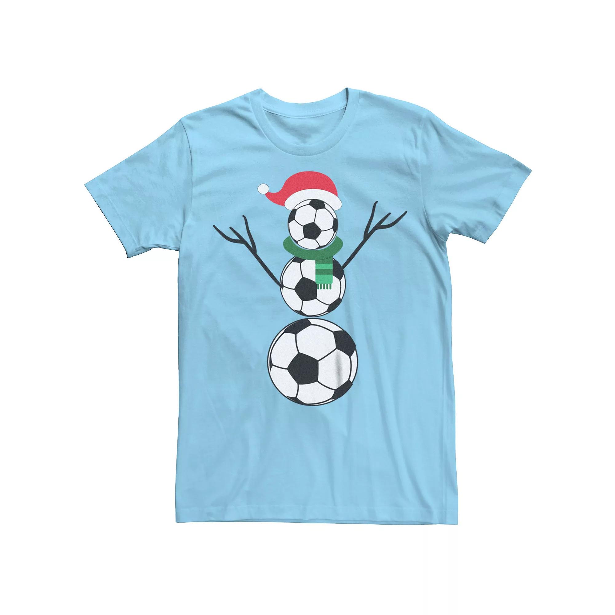 Men's Christmas Soccer Snowman Graphic Tee, Size: XL, Red Product Image