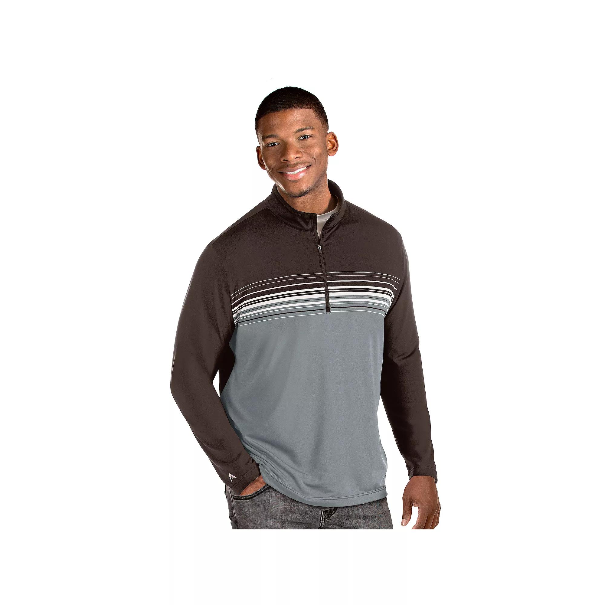 Men's Antigua Pace Regular-Fit Colorblock Quarter-Zip Pullover, Size: Large, Brown Product Image