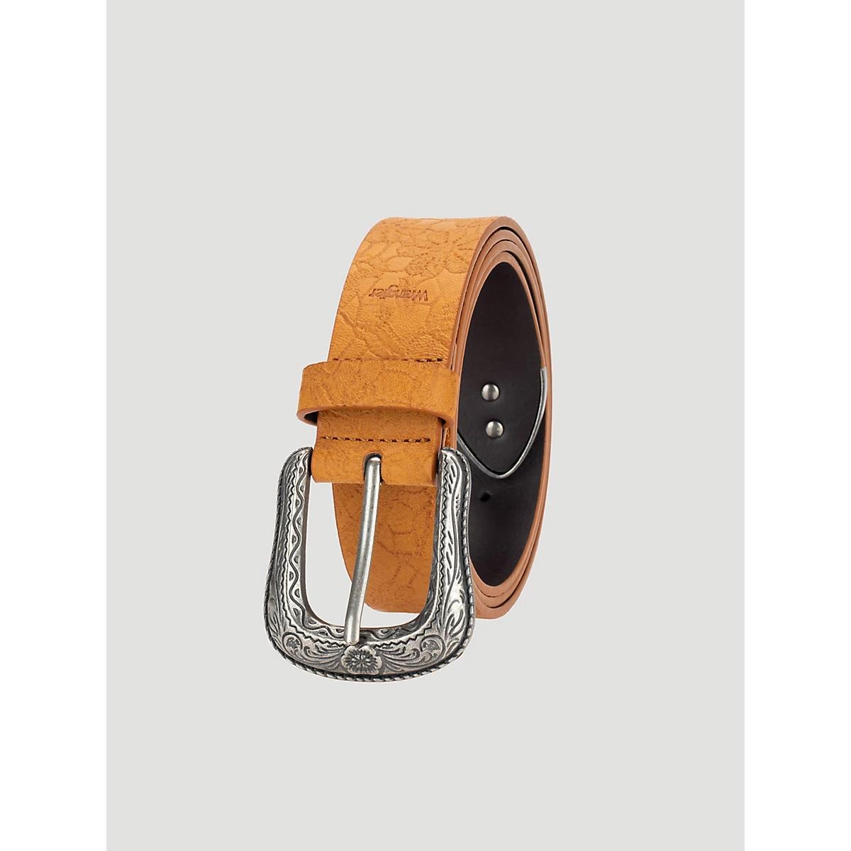 Women's Floral Buckle Loop Belt in Cognac Product Image