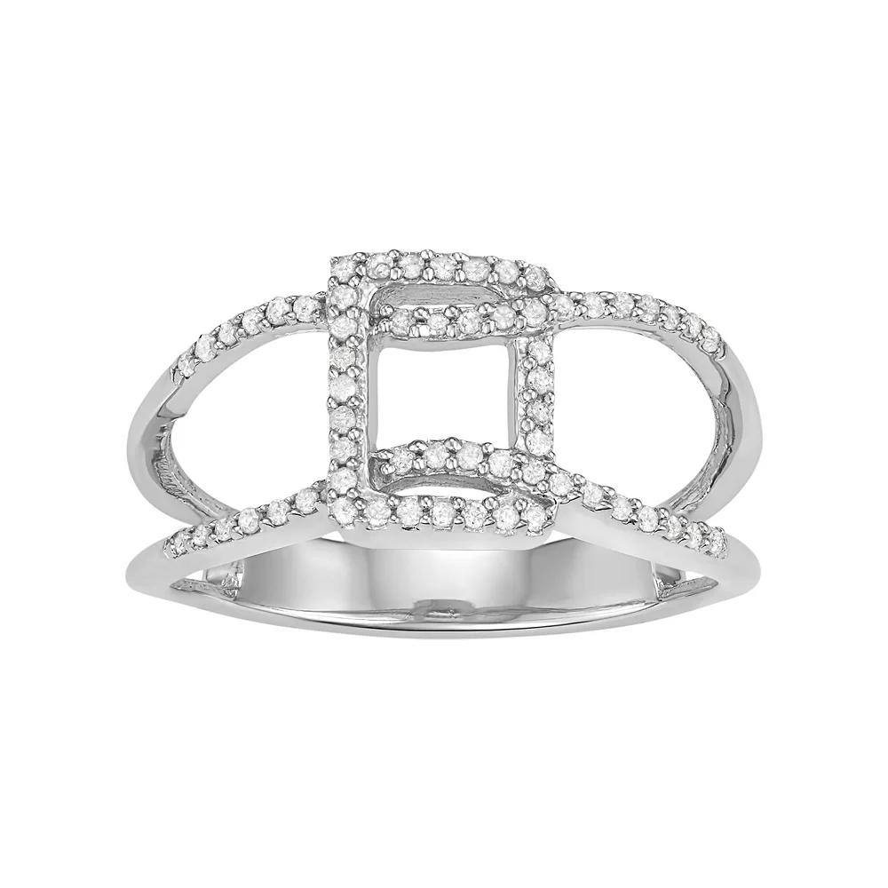 Jewelexcess Sterling Silver 1/5 Carat T.W. Diamond Geometric Ring, Women's, Size: 6, White Product Image