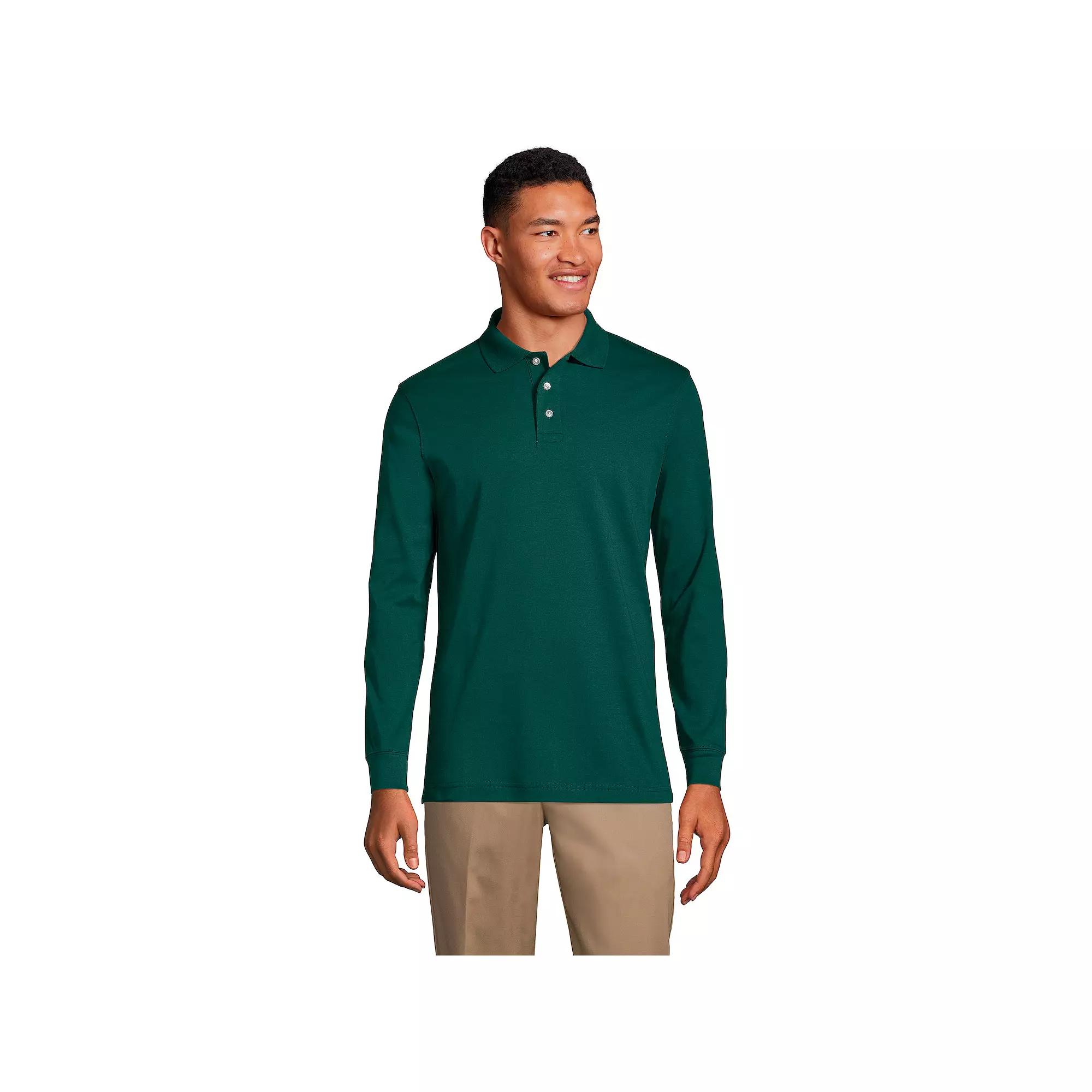 Big & Tall Lands' End Long Sleeve Interlock Polo, Men's,  Product Image