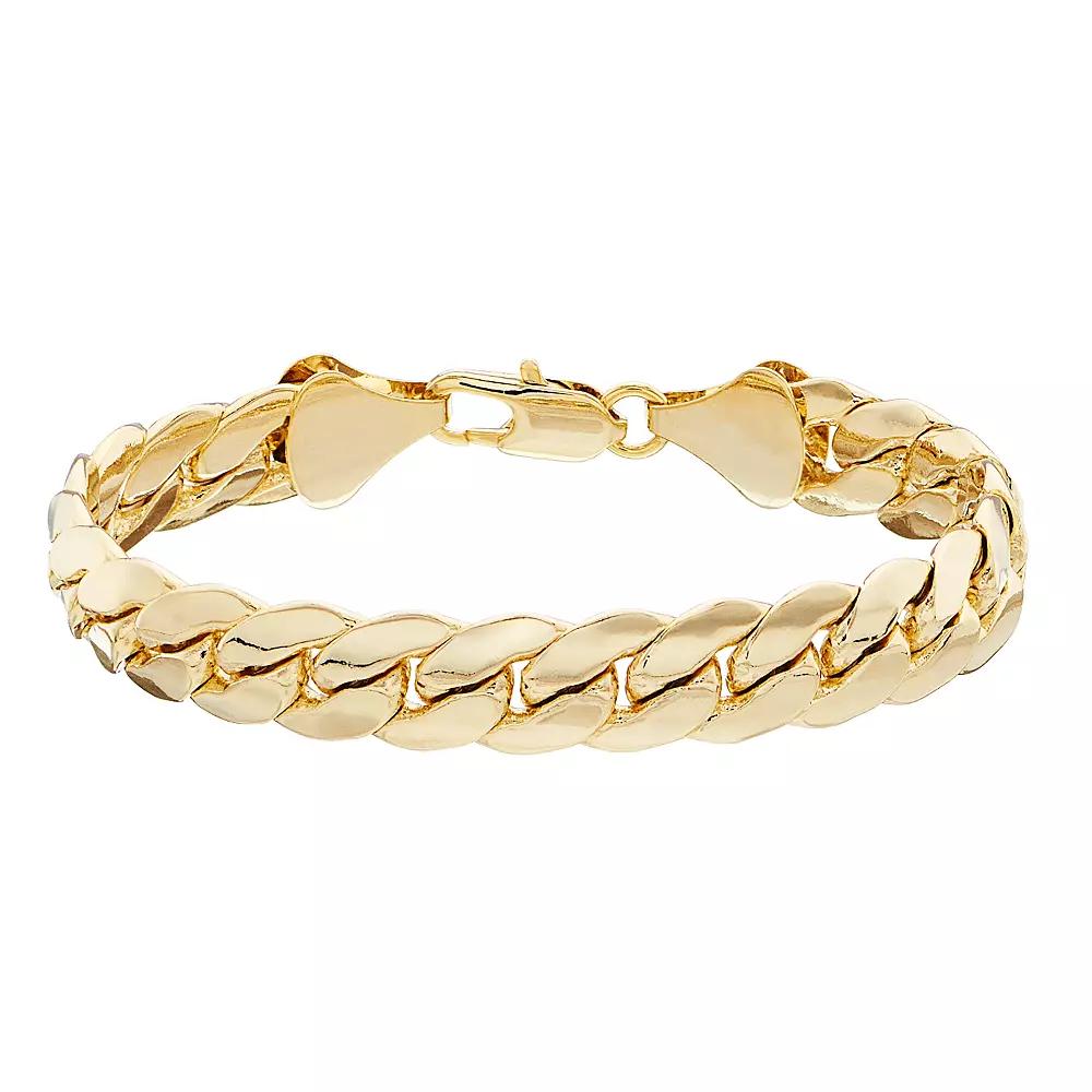 Men's 14K Gold over Brass Miami Cuban Chain Bracelet, Size: 9", Gold Tone Product Image
