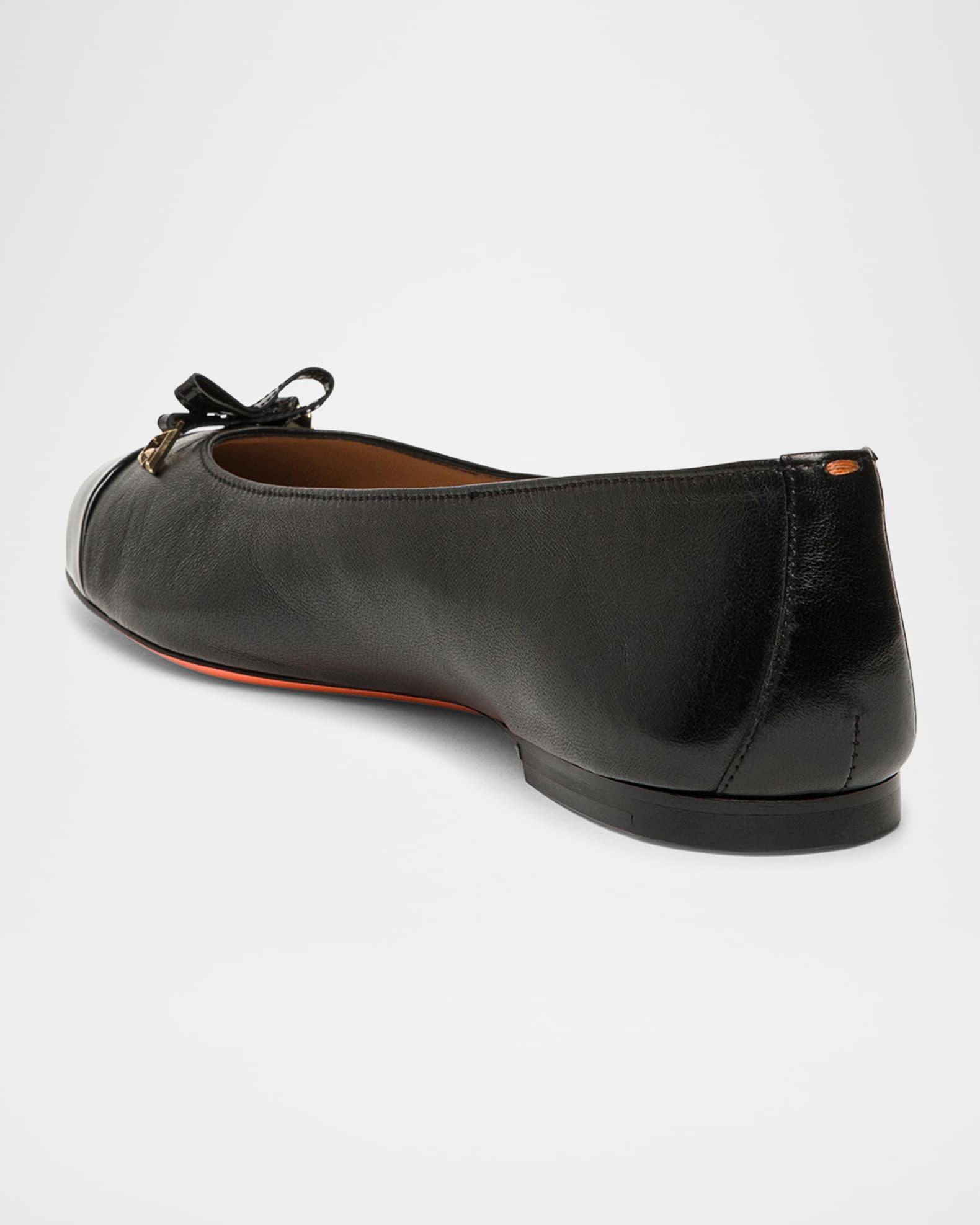 Sandy Leather Bow Ballet Flats Product Image