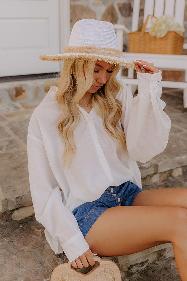 Coastal Dreams Raffia Woven Hat in White Product Image