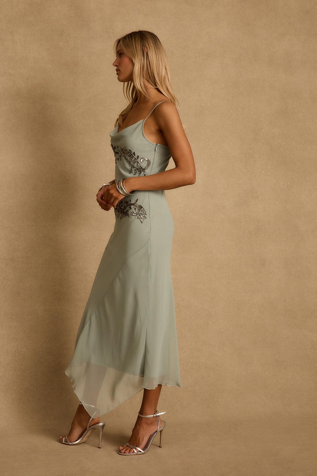 Amelie Blue Embellished Midi Dress Product Image