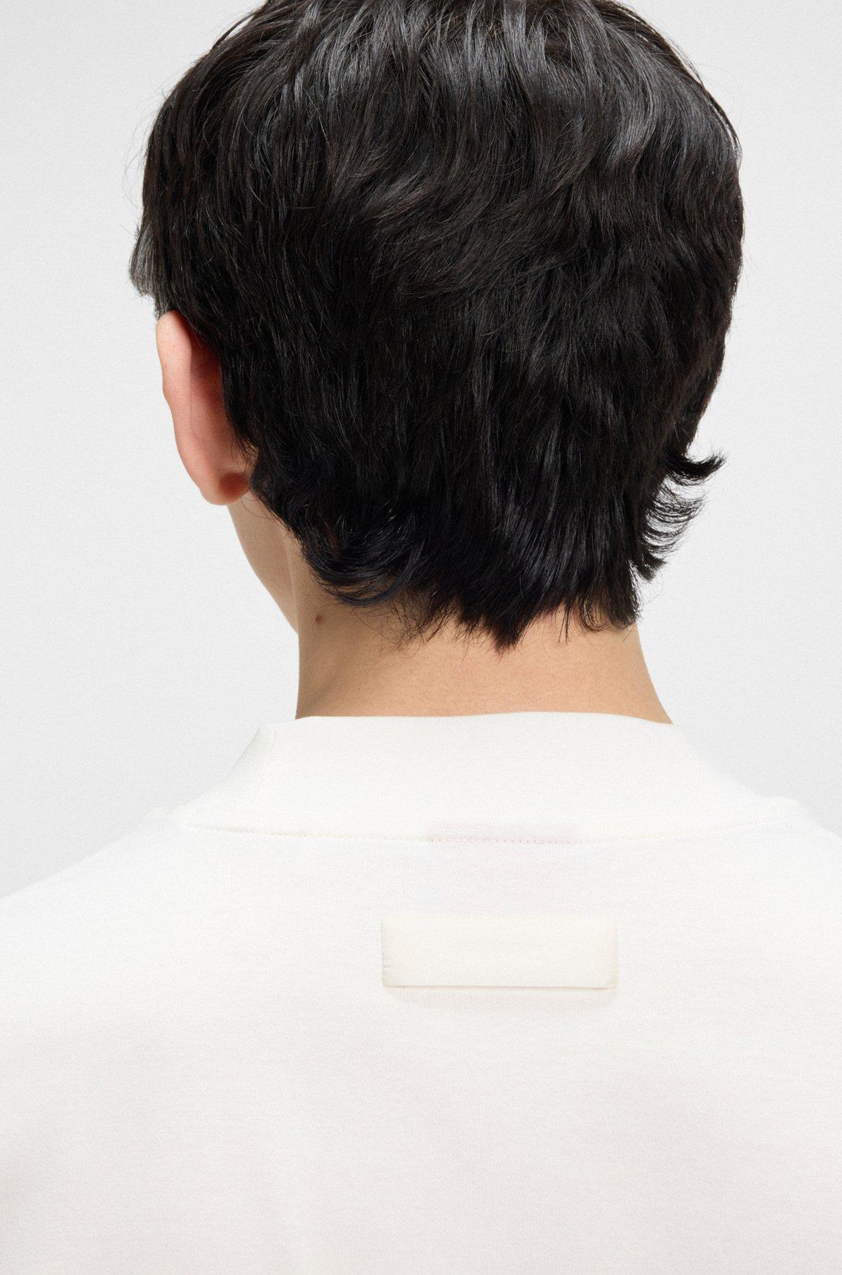 HUGO - Slim-fit T-shirt in stretch cotton with stand collar - White Product Image